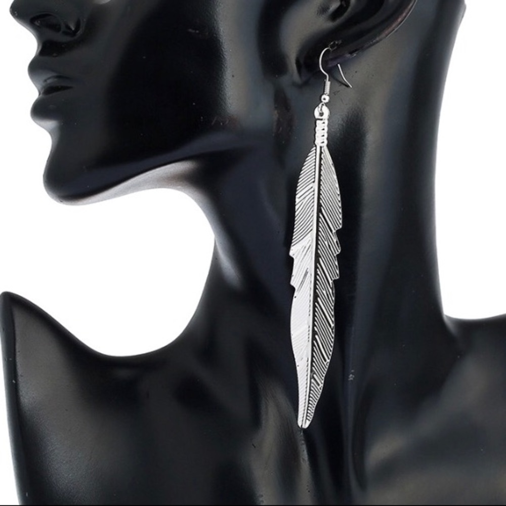 HP! NEW!💙💎LONG! FEATHER EARRINGS!💎💙BIG! LIGHT! - Picture 2 of 4